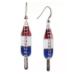 Charter Club Holiday Lane Silver-tone Red White & Blue Pave Popsicle Earrings